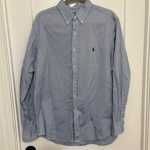 Ralph Lauren Light Blue Button-Down Oxford Shirt with Navy Blue Pony Logo